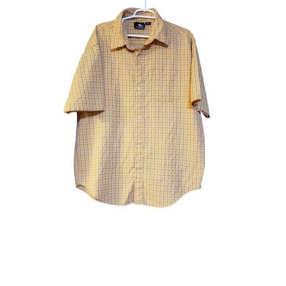 Hurley Shirt Mens XL‎ Yellow Brown Plaid Button Up Casual Surf Surfer Skater - Picture 1 of 16